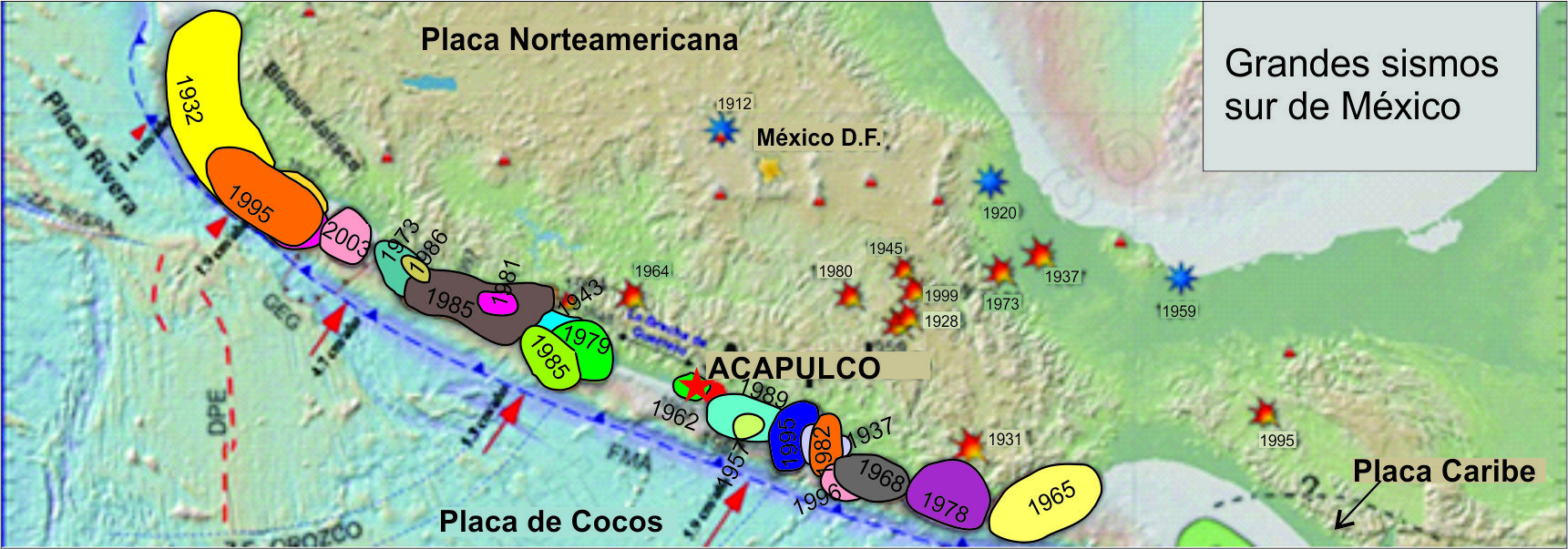 Mapa Sismos sur de Mexico 2